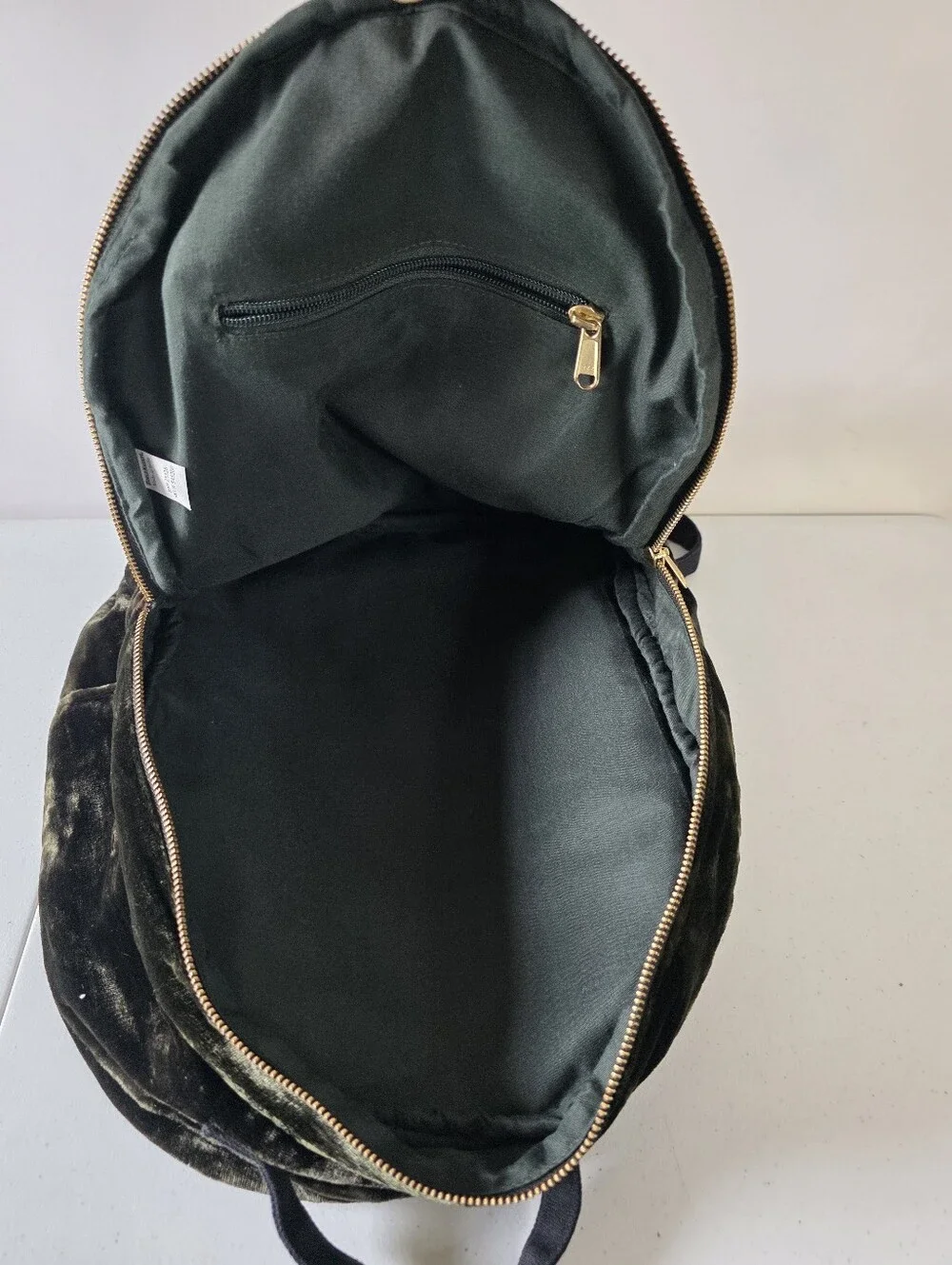 World Market Velvet Backpack Floral Embroidery Zip Pockets Plush Wearable Art